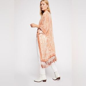 Free People Nightbird Velvet Burnout Kimono Duster NWT